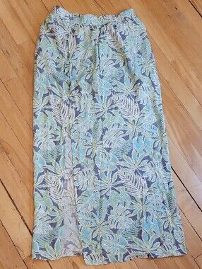 Maxi-dress Blue-Green Tropical Leaf